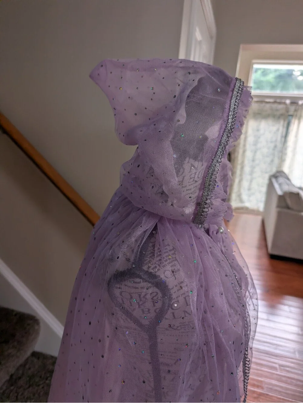 Girl's Fantasy Fairy Dress Up Costume Sheer Cape w/ Hood Sparkly